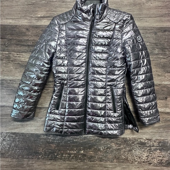 White Mark Metallic Puffer Jacket with Quilted Design Womens Size Medium - Picture 1 of 12